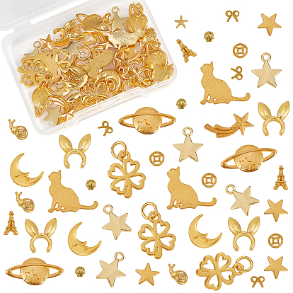 84Pcs 14 Style Alloy Cabochons, Epoxy Resin Supplies Filling Accessories, for Resin Jewelry Making