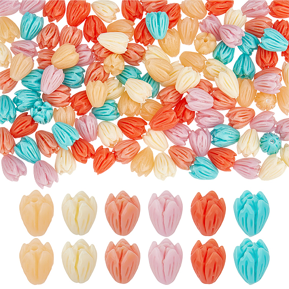 120шт 6 цвета окрашенные синтетические коралловые бусины, для изготовления ювелирных изделий DIY, Жасмин