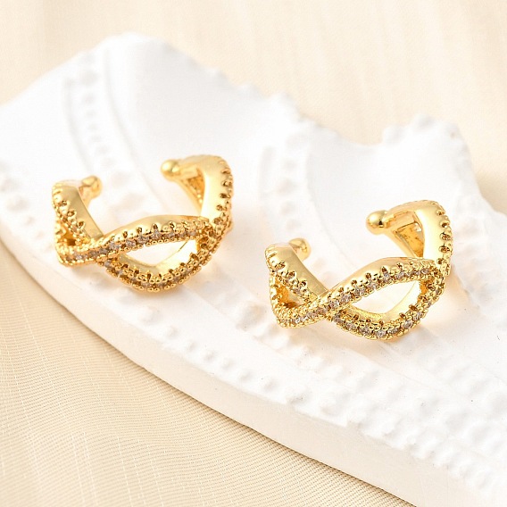 Латунные серьги-манжеты из прозрачного кубического циркония, c-образный