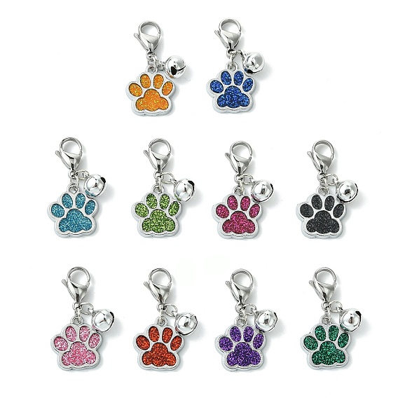 10 шт 10 цвета блестки отпечаток собачьей лапы сплав эмаль подвеска украшение, Подвеска-застежка-когти омара для украшения сумки