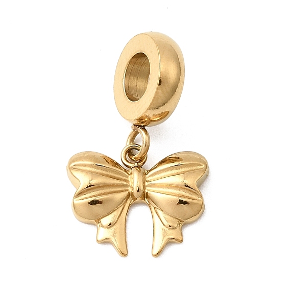 304 подвесные европейские подвески из нержавеющей стали, подвески с большими отверстиями в виде банта, ионное покрытие (ip)