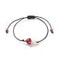 5Pcs 5 Color Lampwork Mushroom Braided Bead Bracelets, Adjustable Stackable Bracelets for Women