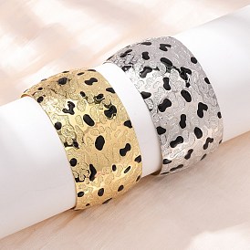 Браслеты-манжеты из кованой латуни с эмалью, широкие браслеты для женщин, леопардовым принтом, без кадмия и без свинца, долговечный, стойки покрытие