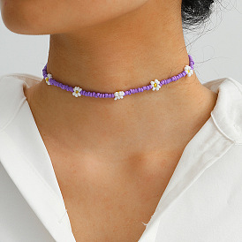 Красочное ожерелье из цветов из бисера для женщин с простым, сладкий и крутой стиль
