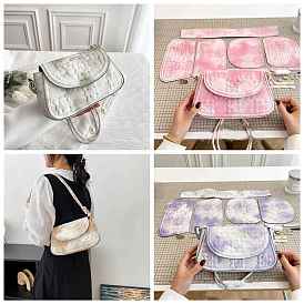 DIY Imitation Leather Sew on Women's Handbag Making Kits, including Fabric, Bag Strapsp, Clasp, Screw, Snap Lock, Screwdriver, Zipper