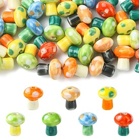 Handmade Porcelain Beads, Mushroom, Bright Glazed Porcelain