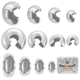 Набор для поиска поделок для изготовления ювелирных изделий, включая 304 крышки обжимных бусин из нержавеющей стали