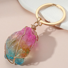 Crystal Rough Keychain Natural Crystal Ornament Pendant