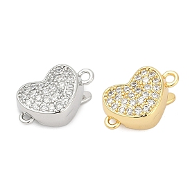 Латунные застежки из прозрачного кубического циркония с микропаве, без кадмия, без никеля и без свинца, сердце