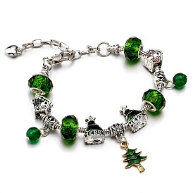 Adjustable Christmas Santa Claus Bracelet with Red and Green Crystals - Unisex Kids Adults DIY Jewelry Gift