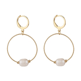Boucle d'oreille créole perle grand trou, avec fil de cuivre écologique, or