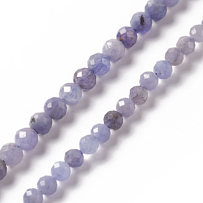 Natural Tanzanite Beads Strands, Faceted, Round