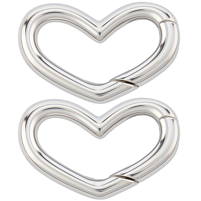 2 шт. 925 Кольца с пружинным затвором из стерлингового серебра, сердце
