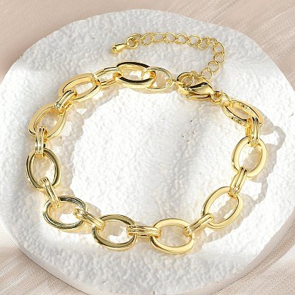 Латунные овальные звенья цепи браслеты для женщин мужчин, долговечный, стойки покрытие, без кадмия и без свинца