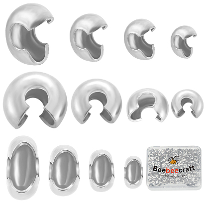 Набор для поиска поделок для изготовления ювелирных изделий, включая 304 крышки обжимных бусин из нержавеющей стали