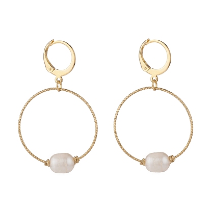 Boucle d'oreille créole perle grand trou, avec fil de cuivre écologique, or