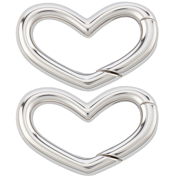2 шт. 925 Кольца с пружинным затвором из стерлингового серебра, сердце