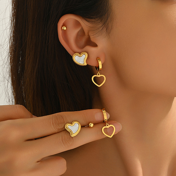 3 комплекты серег из нержавеющей стали в форме сердца и круглой серьги