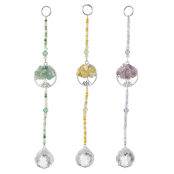 Стекло каплевидное окно висит ловцы солнца, подвески из драгоценных камней и сплавов в форме дерева жизни для декора сада и улицы, античное серебро