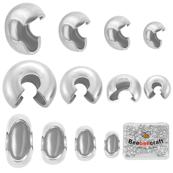 Набор для поиска поделок для изготовления ювелирных изделий, включая 304 крышки обжимных бусин из нержавеющей стали