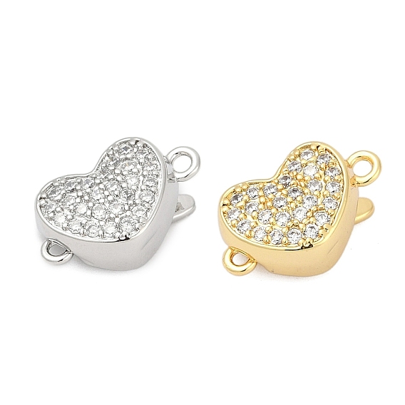 Латунные застежки из прозрачного кубического циркония с микропаве, без кадмия, без никеля и без свинца, сердце
