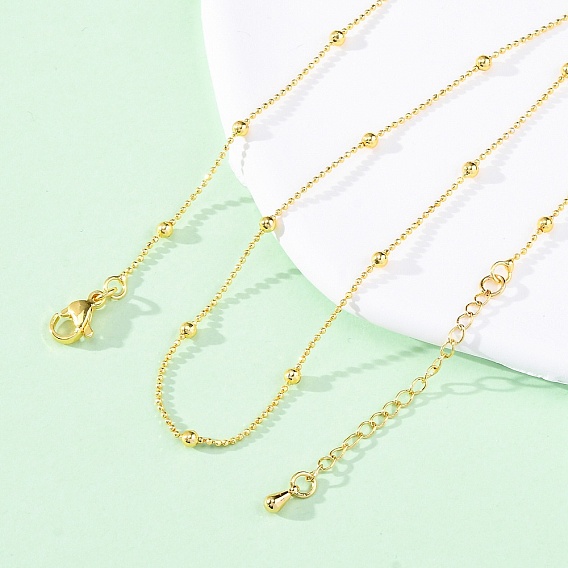 Латунные шариковые цепочки ожерелья для женщин, 304 из нержавеющей стали застежкой омар, стойки покрытие, без свинца и без кадмия, долговечный