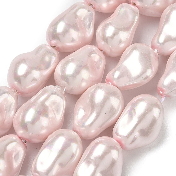 Нити бусин из искусственного жемчуга с гальваническим покрытием из фарфора, самородки