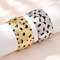 Браслеты-манжеты из кованой латуни с эмалью, широкие браслеты для женщин, леопардовым принтом, без кадмия и без свинца, долговечный, стойки покрытие