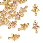 SHEGRACE Brass Pave Cubic Zirconia Star Connector Charms, Cadmium Free & Nickel Free & Lead Free, Long-Lasting Plated