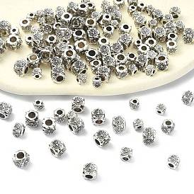 Сплавочные овальные бусины тибетского стиля , без кадмия и без свинца, куб с цветочным узором