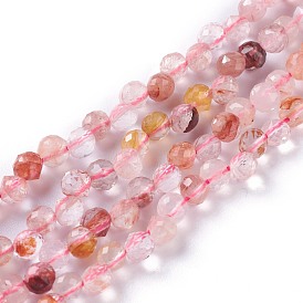 Quartz hématoïde naturel / brins de perles de quartz ferrugineux, top foré, facette, larme