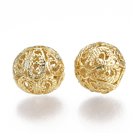 Perlas de filigrana de bronce, bola de filigrana, rondo, sin níquel