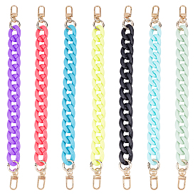 WADORN 7Strands 7 Colors Bag Strap Chains, Acrylic Plastic Curban Chains, with Alloy Clasps, Fashionable Replacement Clutches Handles, for Handbags, Purse DIY Craft