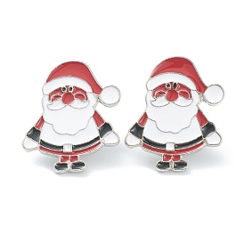 Christmas Themed Alloy Enamel Brooches, Enamel Pin, with Clutches, Santa Claus