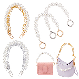 4Pcs 4 Style Acrylic & ABS Plastic Imitation Pearl Beaded Bag Straps, with Aluminum Chain, Alloy Clasps, for Bag Replacement Accessories