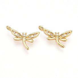 Латунные микро проложить кубического циркония прелести, стрекоза