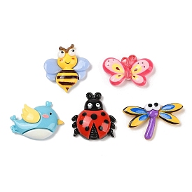 Insect Theme Opaque Resin Decoden Cabochons, Butterfly/Ladybug/Bees/Dragonfly/Bird