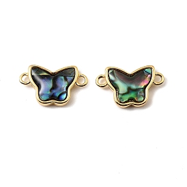 Подвески-бабочки из натуральной ракушки пауа, с латунной