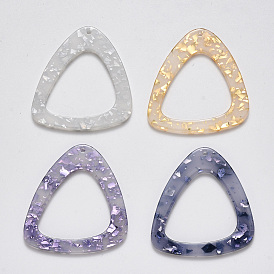 Cellulose Acetate(Resin) Pendants, with Paillette, Triangle