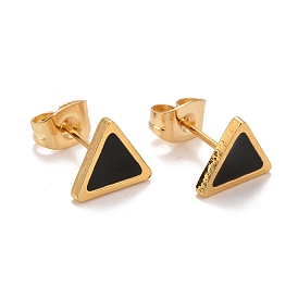 304 Stainless Steel Enamel Stud Earrings, with 316 Surgical Stainless Steel Pin, Golden, Triangle