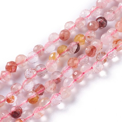 Quartz hématoïde naturel / brins de perles de quartz ferrugineux, top foré, facette, larme