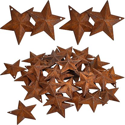 30Pcs Iron Display Decorations, Rusty Metal Star Ornament, Star