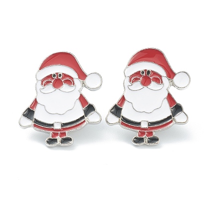 Christmas Themed Alloy Enamel Brooches, Enamel Pin, with Clutches, Santa Claus