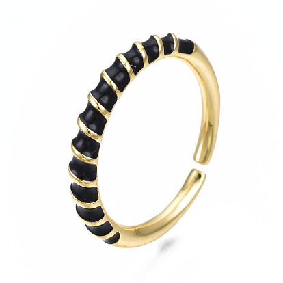 Enamel Wrap Open Cuff Ring, Real 18K Gold Plated Brass Jewelry for Women, Nickel Free