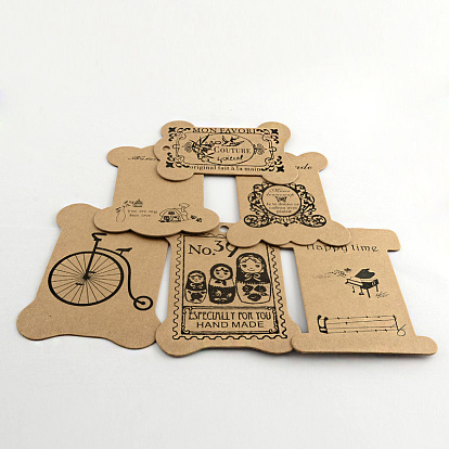 Cardboard Display Cards, One Package(100pcs) just Include One Random Shape, not Mixed Styles, 100~110x75~80x1mm