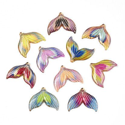 Печатные полупрозрачные акриловые подвески, золотой металл обвитыми, рыбий хвост