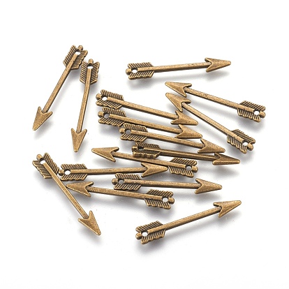 Tibetan Style Alloy Pendants, Arrow, Cadmium Free & Lead Free, 29x5x2mm, Hole: 2mm