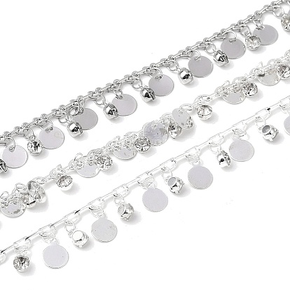 Цепочки ручной работы из латуни и страз, для ожерелья браслеты решений, долговечный, пайки, с катушкой, плоско-круглые