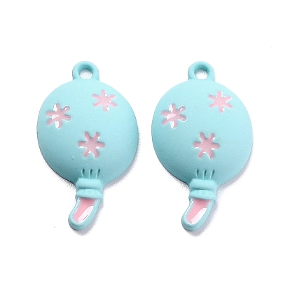 Spray Painted Alloy Enamel Pendant, Balloon with Flower