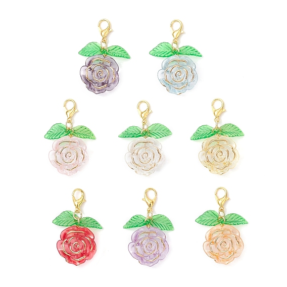 8шт. акриловые подвесные украшения в виде камелий, с цинковым сплавом застежками омаров коготь